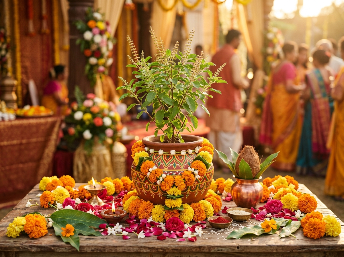 Tulsi plant and flowers — Indian tradition